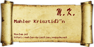Mahler Krisztián névjegykártya